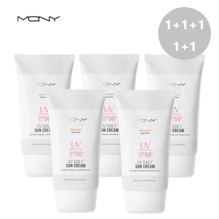[5개세트] 맥퀸뉴욕  UV  데일리 선크림 50ml/ 수분 썬스크린 썬크림 대용량 톤업