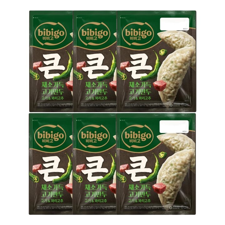CJ제일제당 비비고 큰채소가득고기만두 꽈리고추 400g x6개