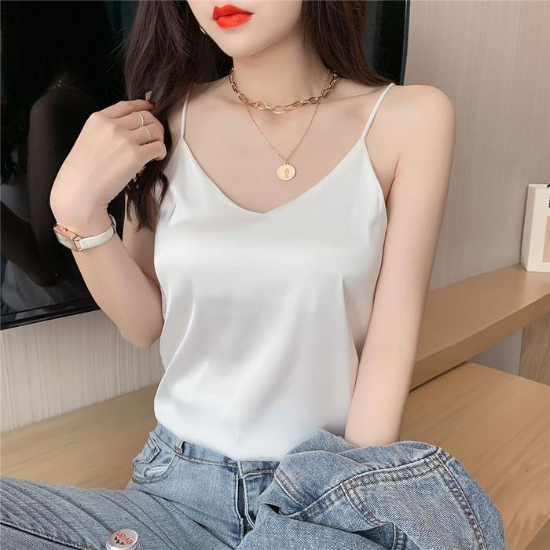 브이넥 실크 새틴 끈나시 3color DK0014 (38032574A)