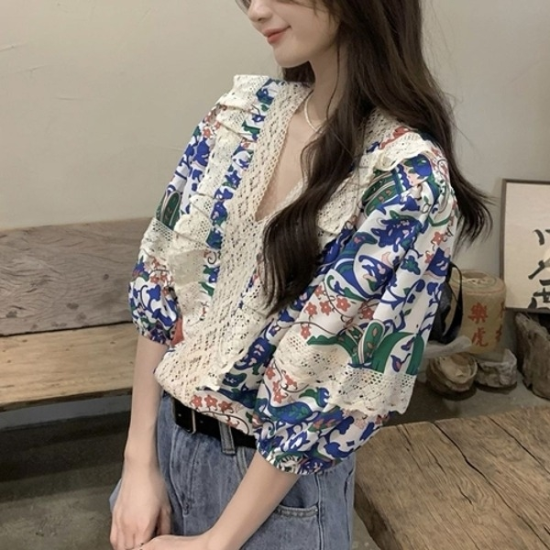 G126687레이스장식 에스닉블라우스19649685667501