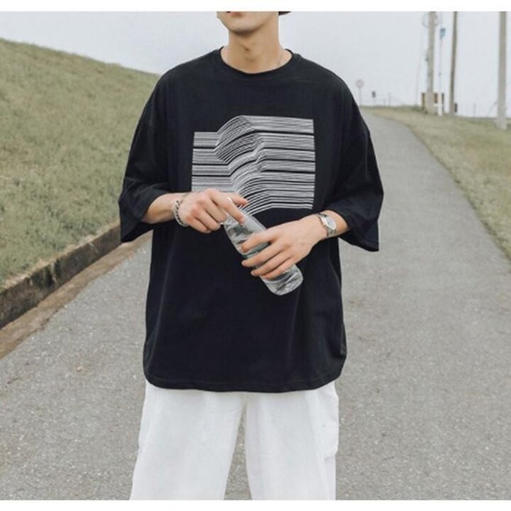 남성5부반팔티셔츠1P남자오버핏베이직반팔티면