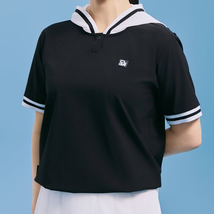 (대전신세계)[챌린저] 여성 스트레치 경량 후드 반팔 우븐탑