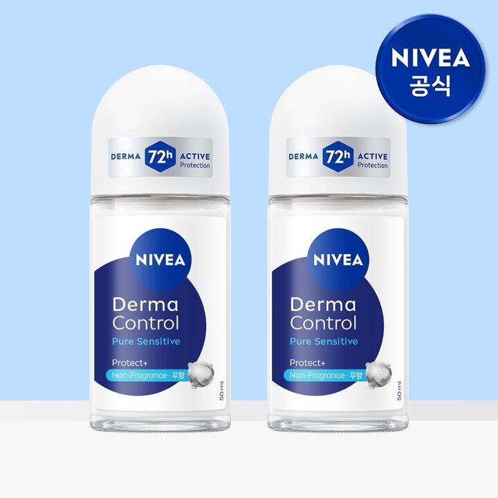 니베아 데오드란트 롤온 더마 컨트롤 퓨어 센서티브 50ml 2개