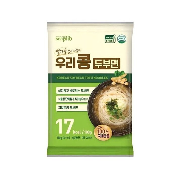 [해미푸드] 우리콩 두부면 저칼로리 두부국수 180g 6봉(비빔소스3개 + 메밀소스3..[35538107]