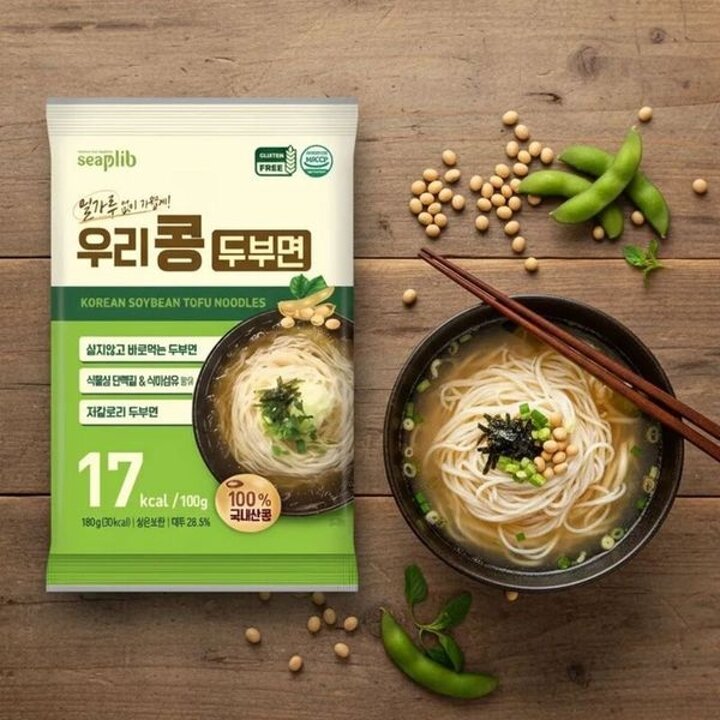 [해미푸드] 우리콩 두부면 저칼로리 두부국수 180g 6봉(비빔소스3개 + 메밀소스3..[35538107]
