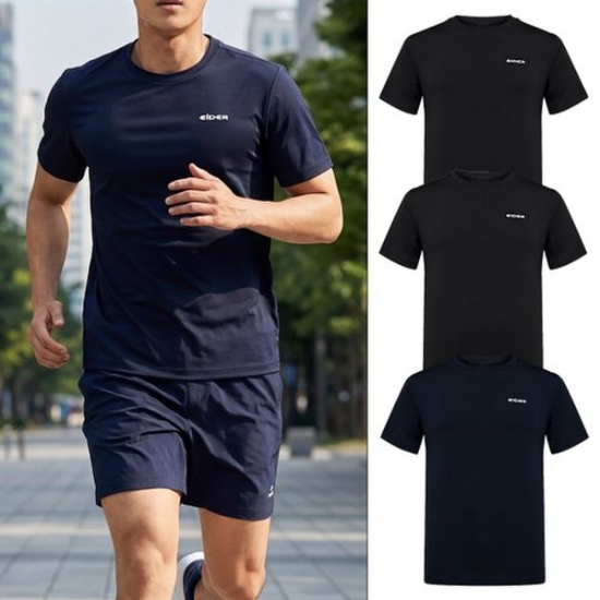 EIDER 남성 기능성 여름 반팔티 3장 세트 냉감 쿨티 운동 헬스 러닝 조깅 이너 티셔츠 DMM26296