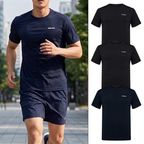 EIDER 남성 기능성 여름 반팔티 3장 세트 냉감 쿨티 운동 헬스 러닝 조깅 이너 티셔츠 DMM26296