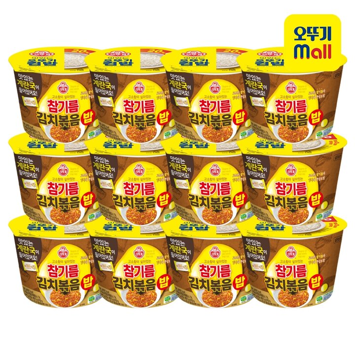 [본사직영] [1BOX] 오뚜기 컵밥 참기름김치볶음밥 (즉석국) 264g 12개