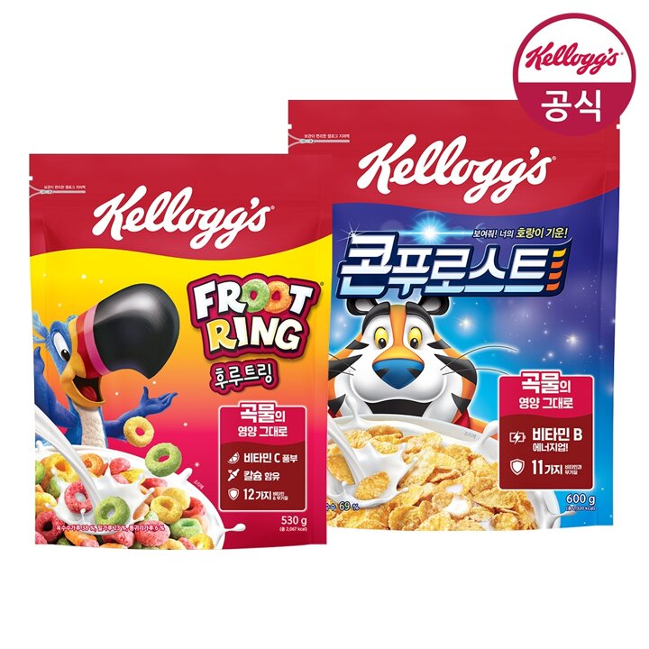 [켈로그] 시리얼 콘푸로스트 600g x 1개 + 후루트링 530g x 1개