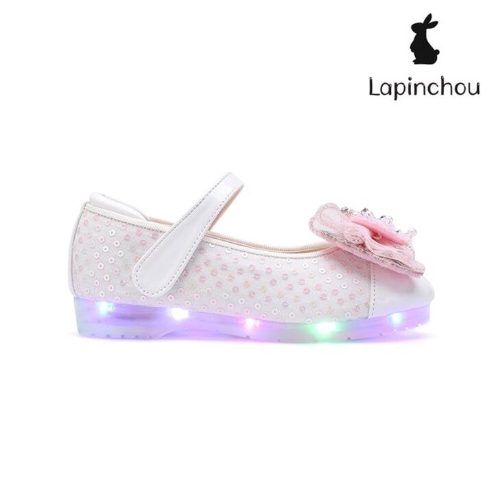 (신세계강남점)[LAPINCHOU] 라팡슈 엘레나 두스 메리제인 화이트 스팽글 LPLMK5N1WT 키즈구두 여아구두 LED구두