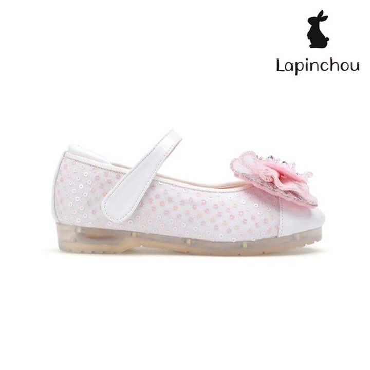 (신세계강남점)[LAPINCHOU] 라팡슈 엘레나 두스 메리제인 화이트 스팽글 LPLMK5N1WT 키즈구두 여아구두 LED구두