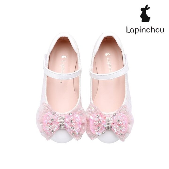 (신세계강남점)[LAPINCHOU] 라팡슈 엘레나 두스 메리제인 화이트 스팽글 LPLMK5N1WT 키즈구두 여아구두 LED구두