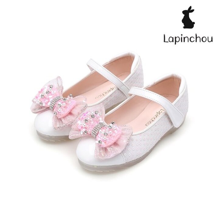 (신세계강남점)[LAPINCHOU] 라팡슈 엘레나 두스 메리제인 화이트 스팽글 LPLMK5N1WT 키즈구두 여아구두 LED구두