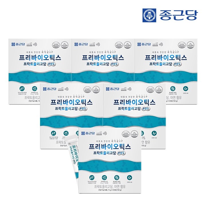 종근당 프리바이오틱스 프락토올리고당 FOS (5gX30포) 6박스(총6개월분)