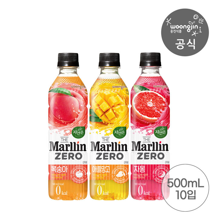 웅진식품 자연은 더말린 제로 500mL 10개 자몽/복숭아/애플망고/리치/배 