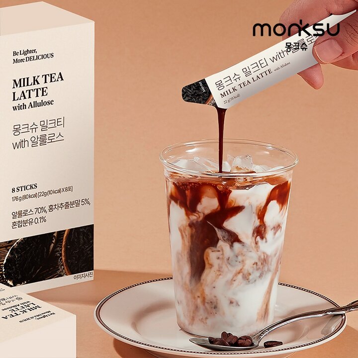 [몽크슈] 저당 로얄 밀크티라떼 알룰로스 원액스틱22gx8포