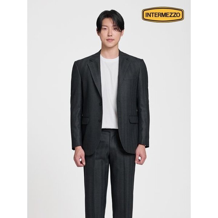 [하프클럽/인터메조]프리미엄 울 헤링본 수트 차콜 IMFAMSU155
