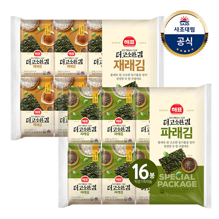 사조대림ㅣ해표 더고소한 식탁김 16봉 x4팩 /재래김/파래김