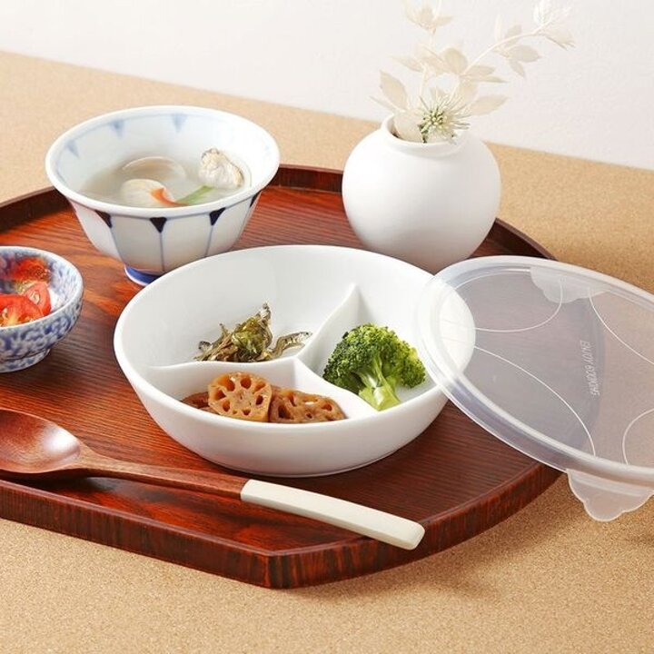 백온 도자기 원형 3절 나눔접시 밀폐찬기[33872923]