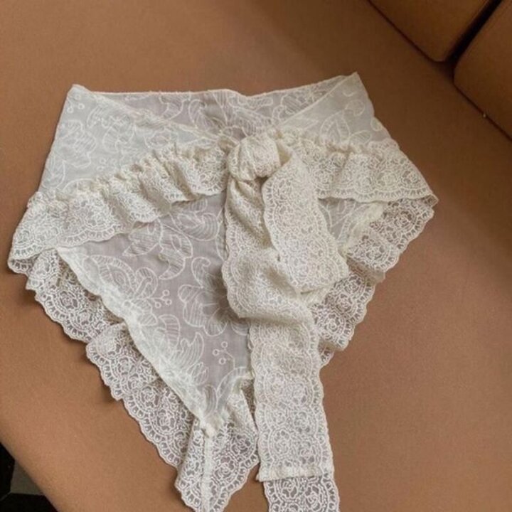 여성 플라워 자수 레이어드 치마 삼각 레이스 랩 스커트