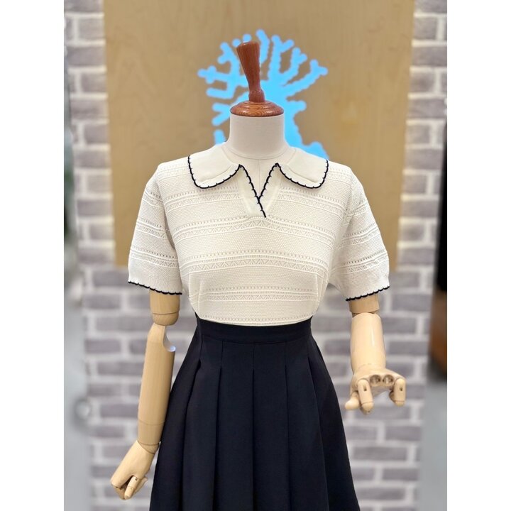 (신세계하남점)LK 린넨혼방 배색 반팔니트 (LK31F7KN519X)