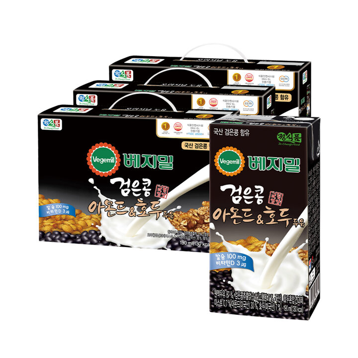베지밀 검은콩과 아몬드호두 두유 190mlx72팩