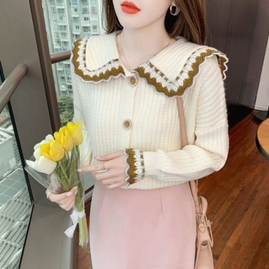 데일리룩 배색니트 옷 메이비굿 빅카라 가디건19801666667501