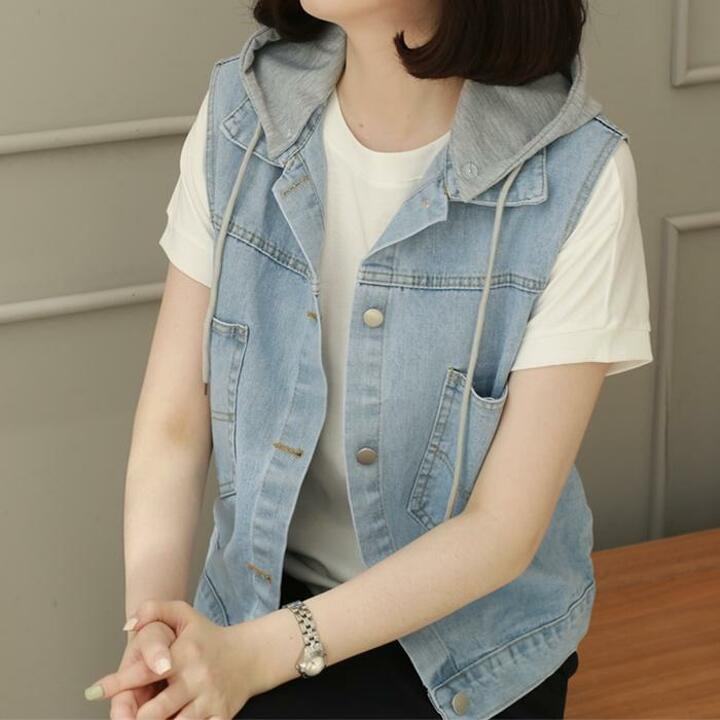 [시크릿특가] [웬디즈갤러리]벤초 후드 데님 조끼 BJK001
