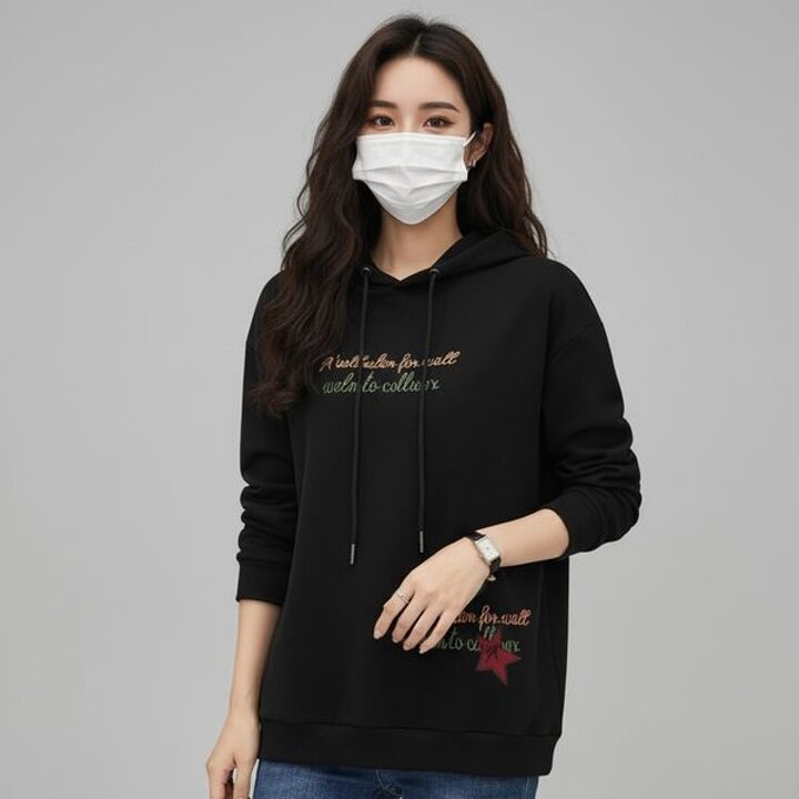 [하프클럽/골피아]여성 클래식 레터링 후드티 봄 가을 티셔츠 영포티 영문 포인트 맨투..