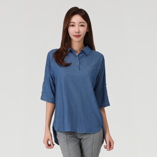 [PAT] 데님 오버핏 셔츠_MI41503