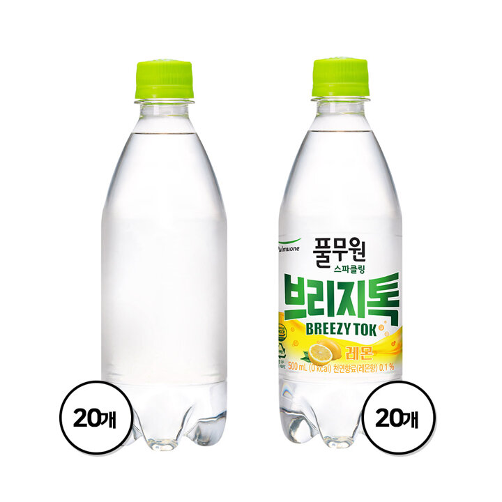 풀무원 탄산수 브리지톡 플레인eco(무라벨) 500ml X 20병+레몬 500ml X 20병
