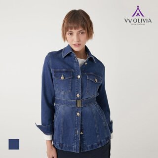 [비비올리비아] 벨티드 슬림 데님 자켓_VVBMJ3F7481