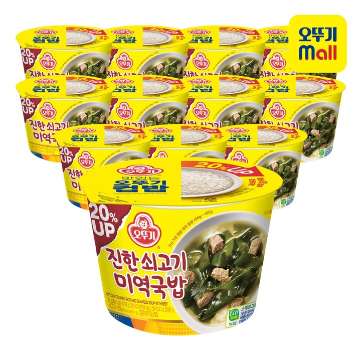 [본사직영] [1BOX] 오뚜기 컵밥 진한쇠고기미역국밥(프리미엄) 314g 12개