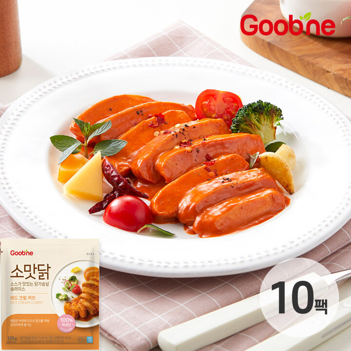 굽네 소스가 맛있는 닭가슴살 슬라이스 레드크림커리 120gx10팩 GD58