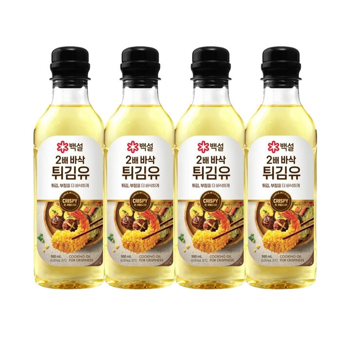 CJ 백설 2배 바삭 튀김유 500ml x4개