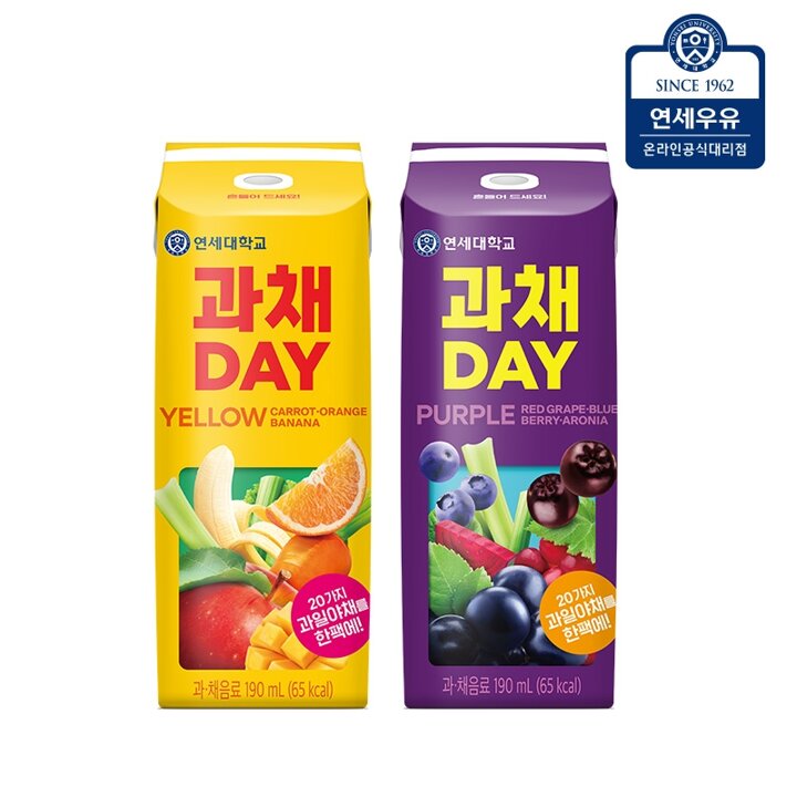[G]연세유업 과채데이 퍼플/옐로우 190ml 48팩