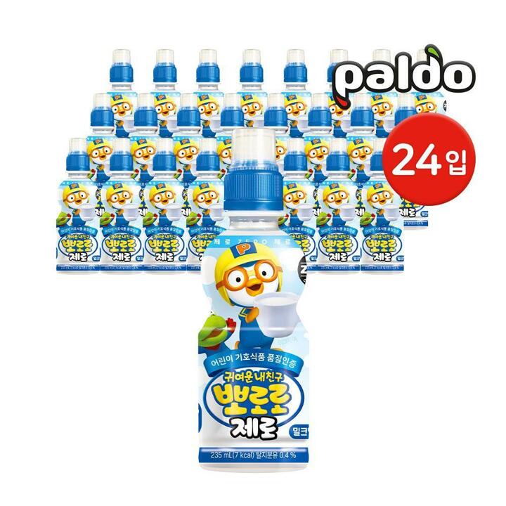 팔도 뽀로로 제로 밀크맛 235ml 24입 / 어린이음료
