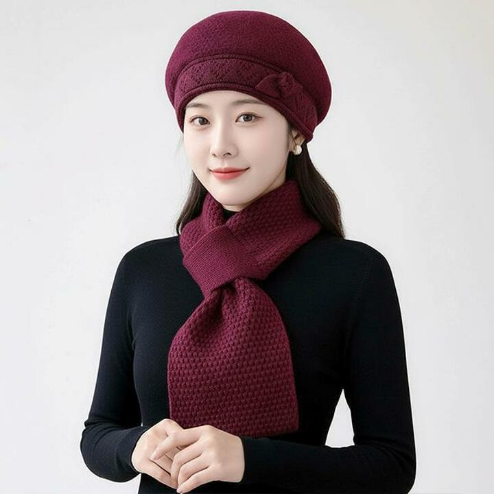 [플로레센스]포근한기모두툼베레모+목도리2종(색상선택)