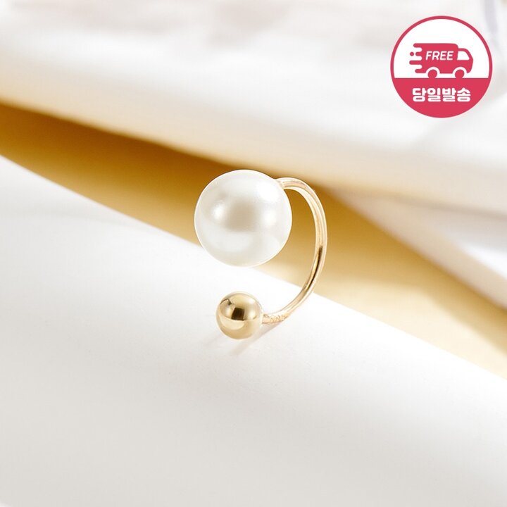 [비앤비골드] (당일발송) 14K 심플 C자 진주 피어싱 6mm 한쪽 JAE40496