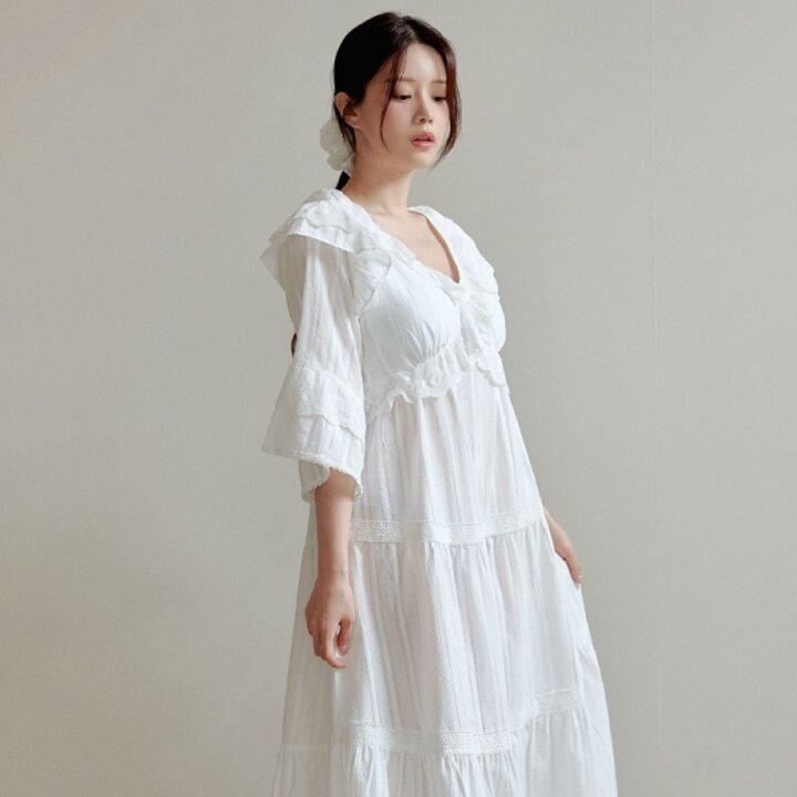 바풀 LL33040-32 여성잠옷 순면 홈드레스 파자마 원피스 잠옷