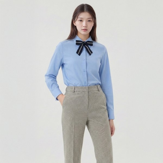 (대구신세계)[라인어디션]배색스카프 셔츠 블라우스 NVBLPJ9400