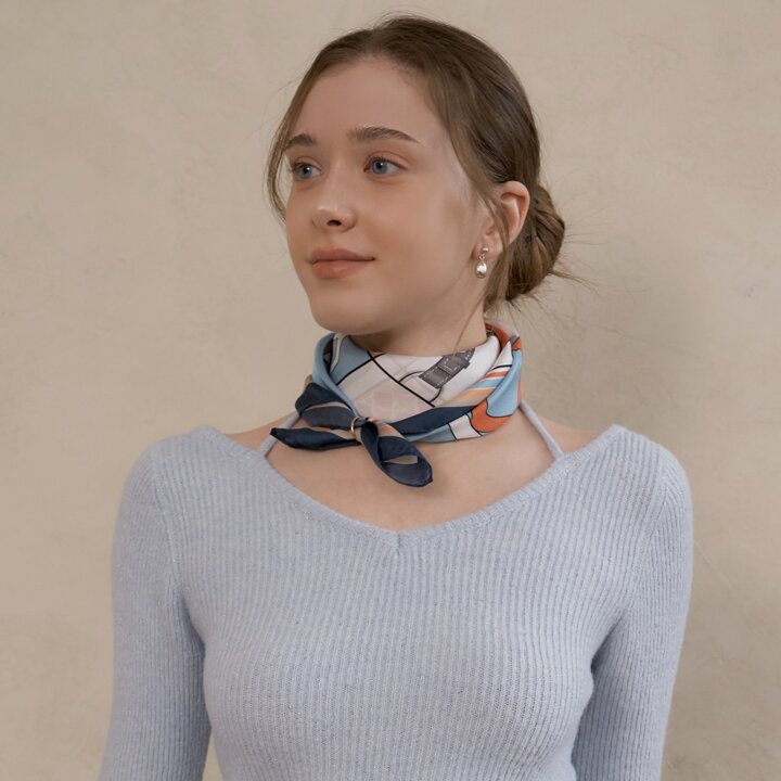 엘르 E벨트블럭 실크 미니 스카프 SE321S304