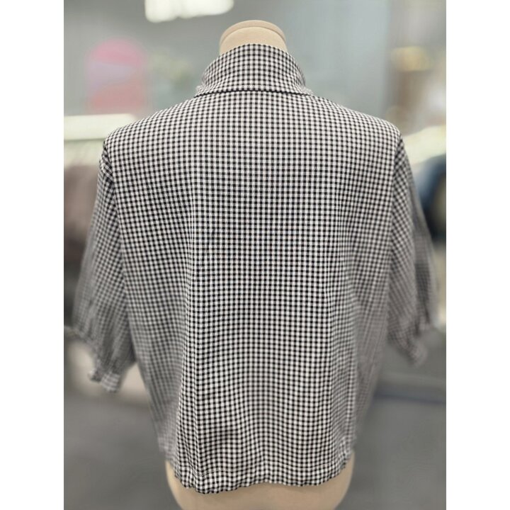 (신세계마산점)(IQ4WBL09)체크퍼프소매카라블라우스
