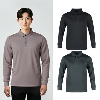 럭스골프 남성 시보리 니트 카라 긴팔 티셔츠 BLU25A425