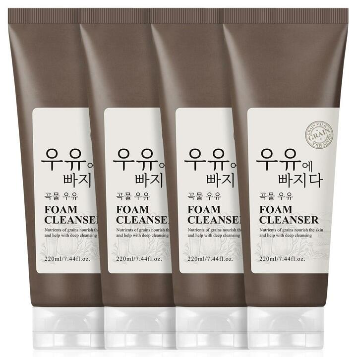 [2+2]우유에 빠지다 곡물/녹차 우유 폼클렌징 220ml 4개