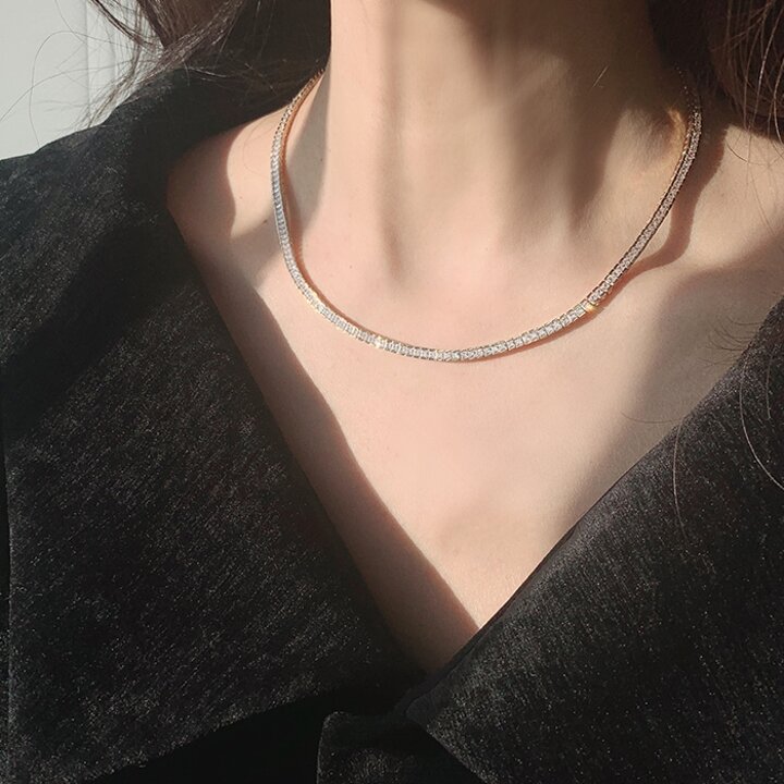 [루브르파리] 플루 크리스탈 테니스 목걸이 NA0463