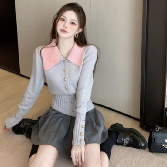 핑크카라 가디건 골드단추 포인트 러블리 디자인 데일19798765667501