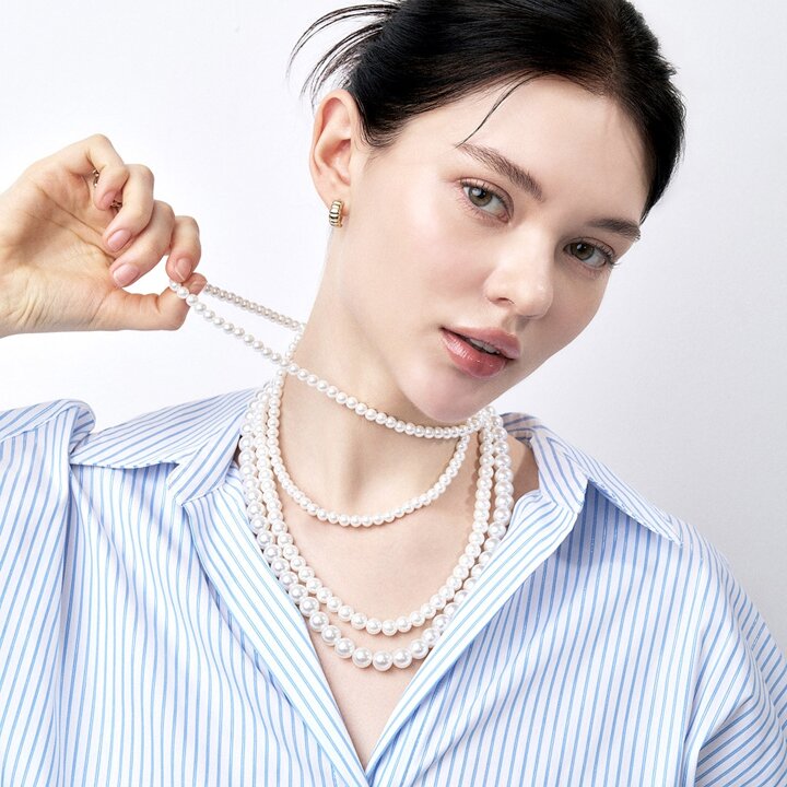 모아르 14K 에끌라드 진주 목걸이 4mm
