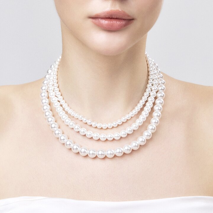 모아르 14K 에끌라드 진주 목걸이 4mm