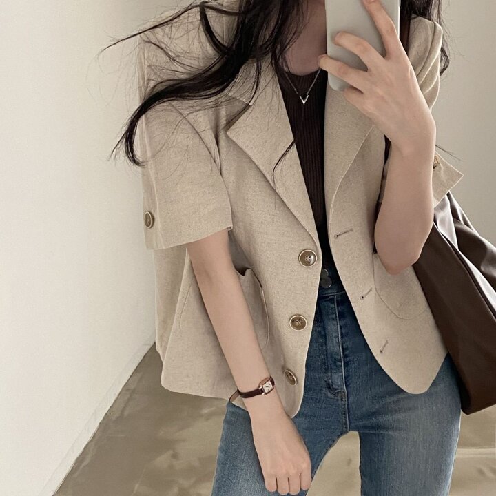 쥬디제이 린넨자켓 여름자켓 여성여름자켓 반팔자켓 반팔린넨자켓